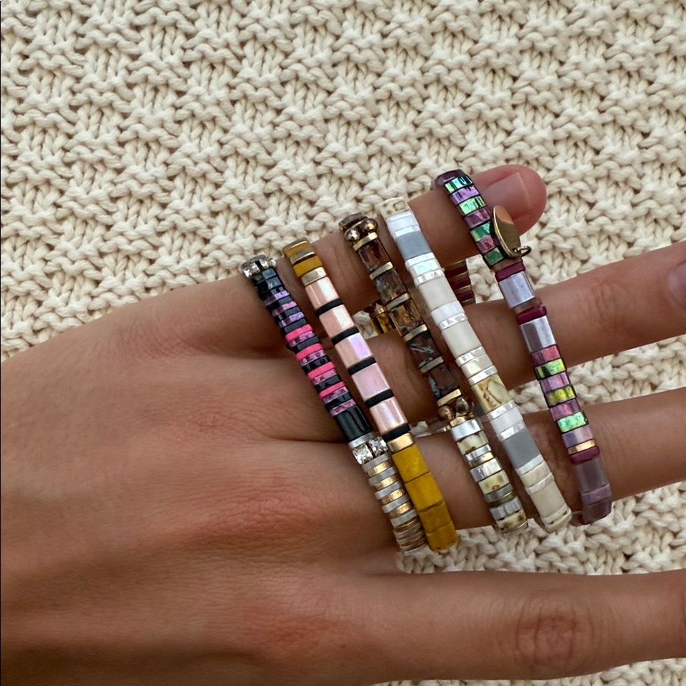 Anthropologie Colorful Chiclet Stretch Bracelet (set of 5). Originally $18 each